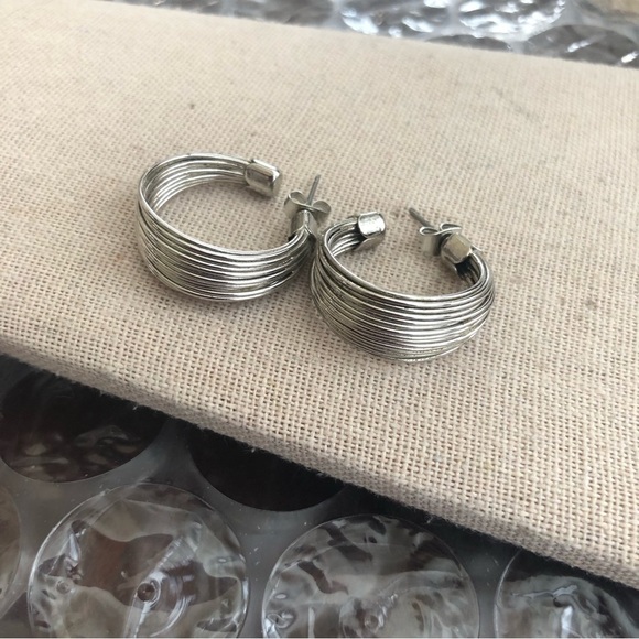 Vintage Silver Tone Pierced Earrings - Picture 2 of 3